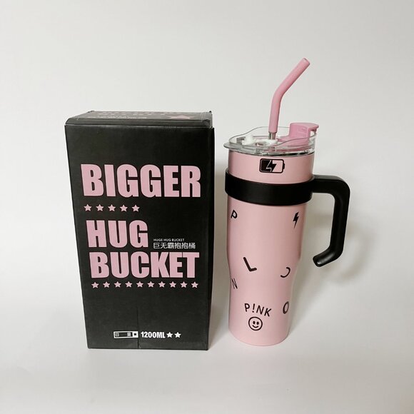 Vacuum Insulated Stainless Steel Water Bottle with Straw and BPA Free in Pink - Picture 1 of 6